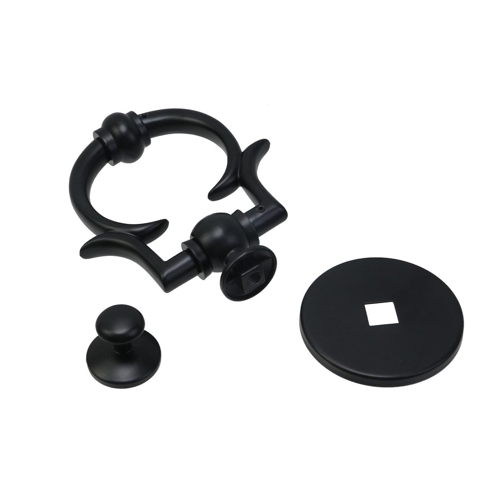 Black Door Knocker With Strike Plate Front Gate Hardware Home Security Decor