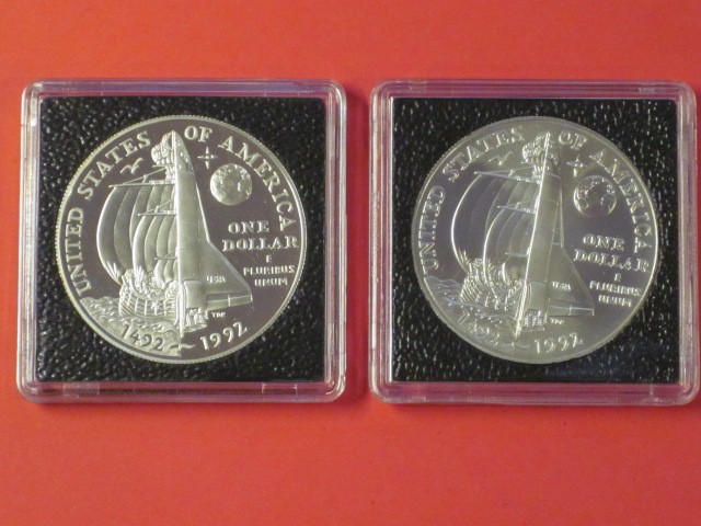 *** 1992 - P & D Christopher Columbus Proof & Uncirculated Silver Dollars