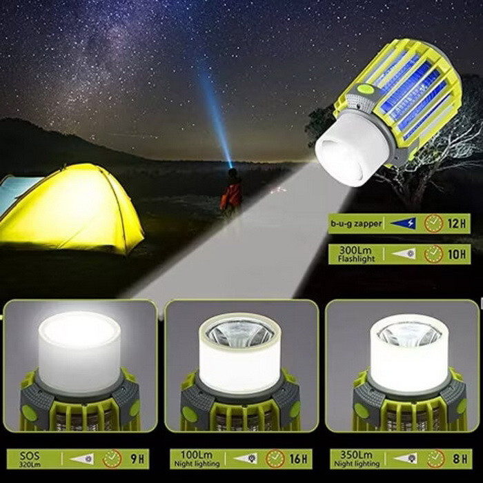 Bug-Zapping 3-in-1 Camp Lantern (Bug Zapping/Lantern/Flashlight) Rechargeable