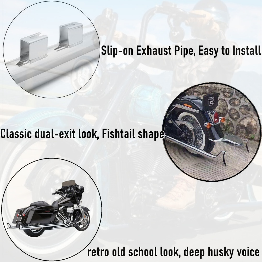 Road King Touring 36" Fishtail Slip on Mufflers Exhaust Pipes for Harley 95-16