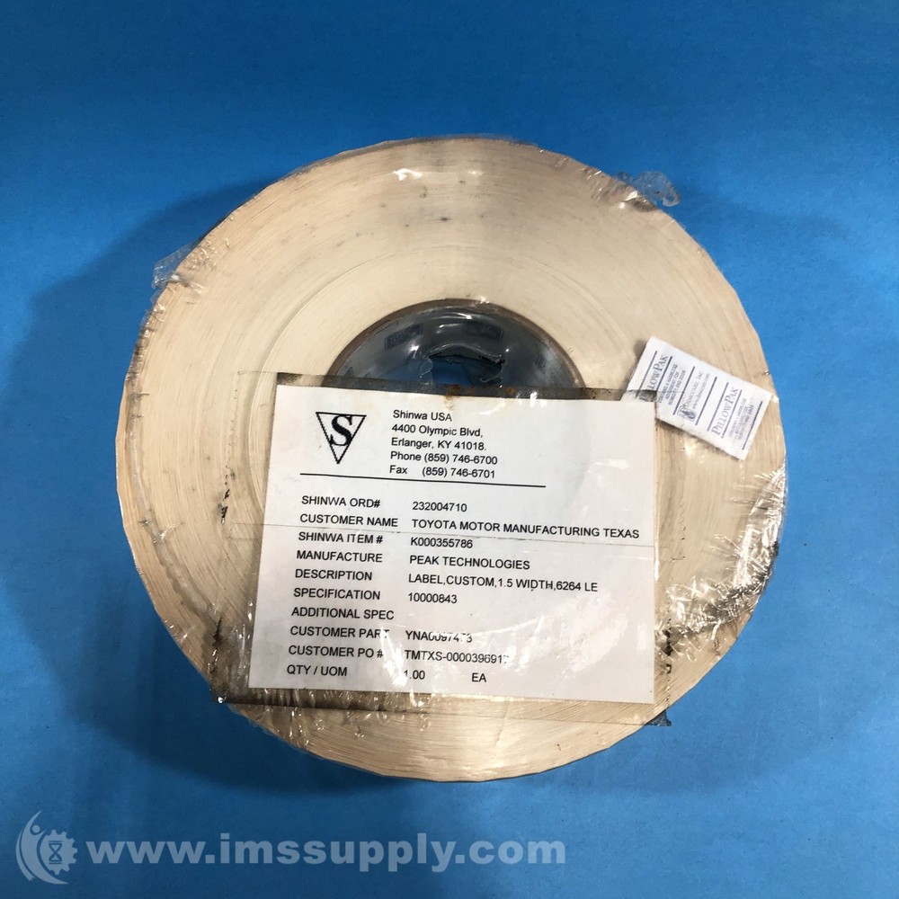 Peak Technologies 10000843 Custom Label 1.5 Width 6264 LE FNOB
