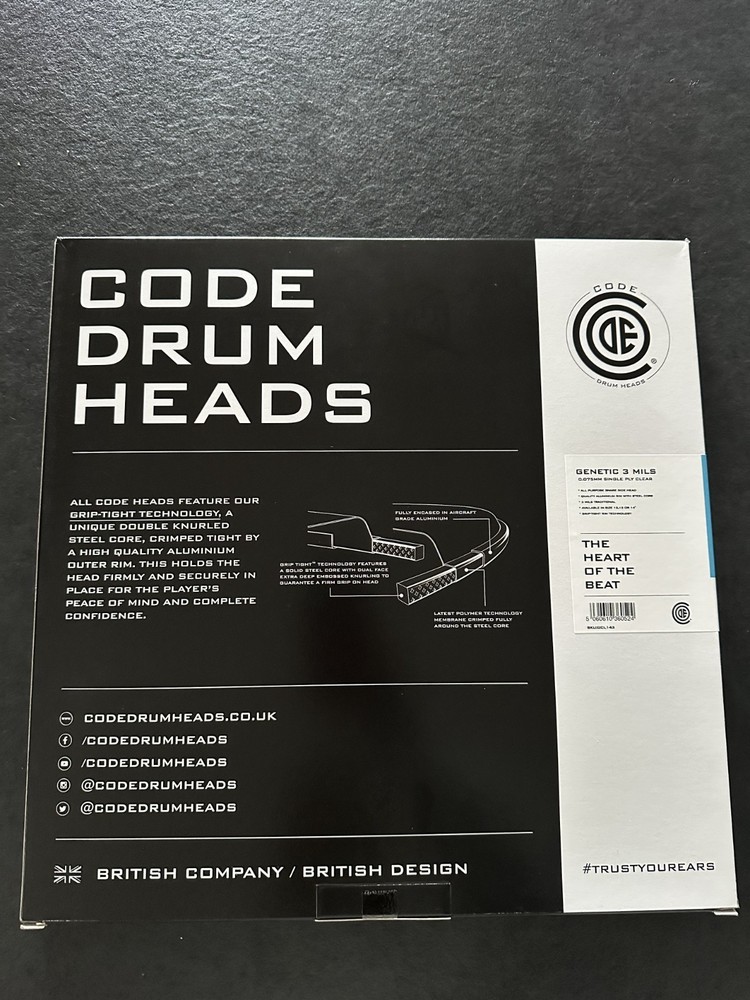CODE 14" Genetic 3 Mil Snare Side Drum Head