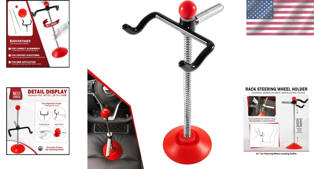 Adjustable 14-Inch Steering Wheel Holder Tool for Safe Wheel Alignment