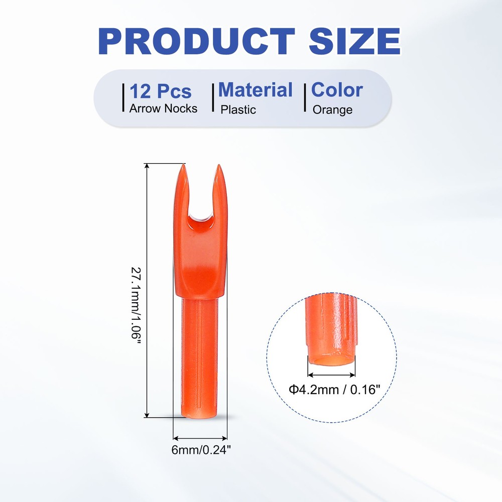 12Pack Archery Arrows Nocks 4.2mm Plastic Insert Arrow Nock Orange
