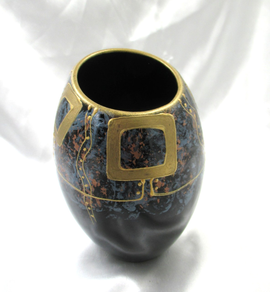 Ceramic Vase Hand Painted Signed Romania 6 1/2"