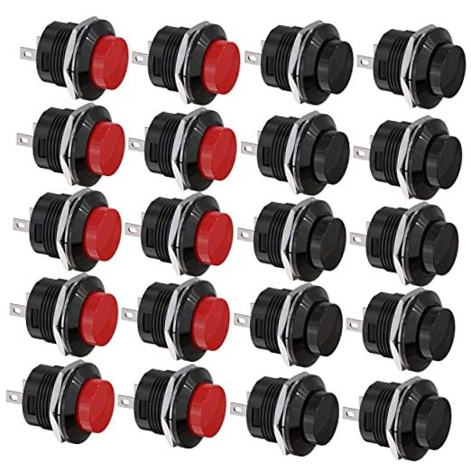 Momentary Push Button Switch No Lock SPST Mini Push Button Red & Black Cap