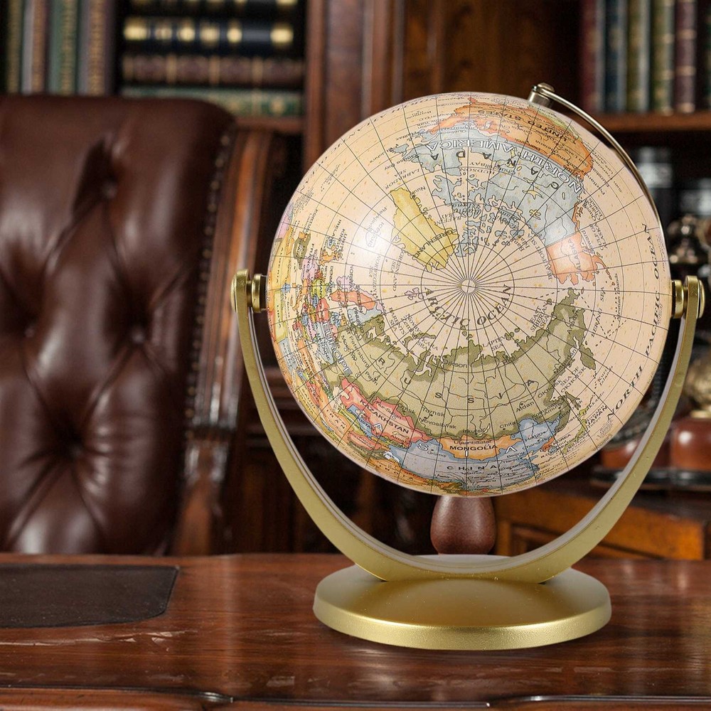 Retro Rotating World Globe Earth Antique Home Desktop Decor2799
