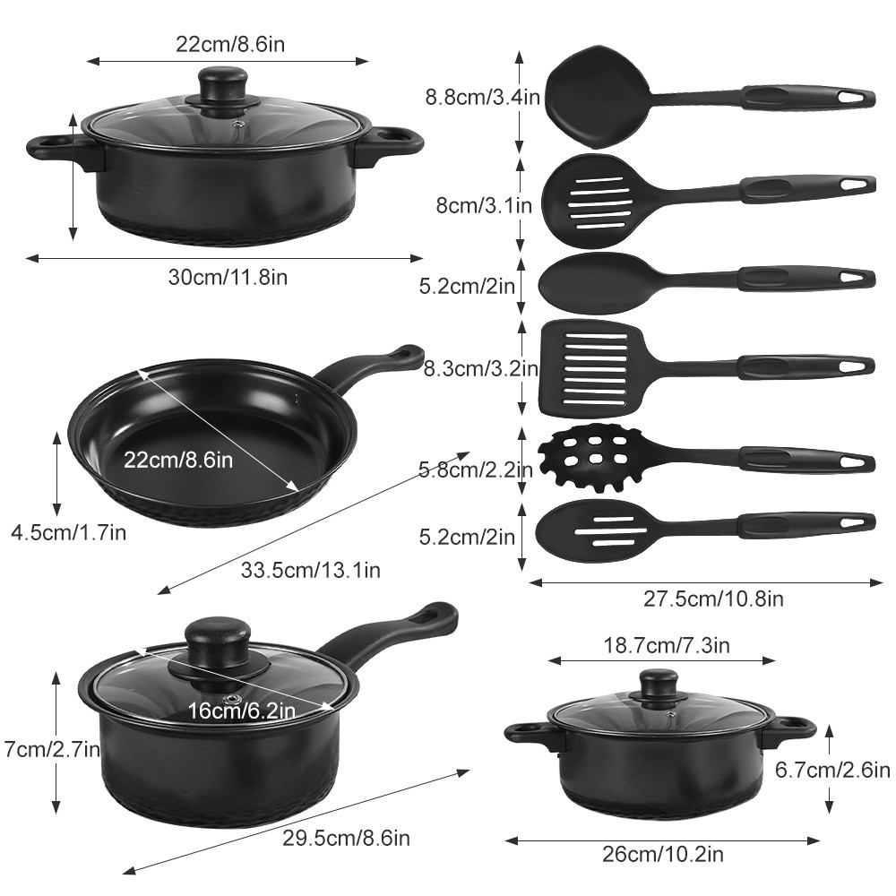Pots and Pans Set Non Stick 13 Piece Kitchen Induction Cookware & Bakeware Set