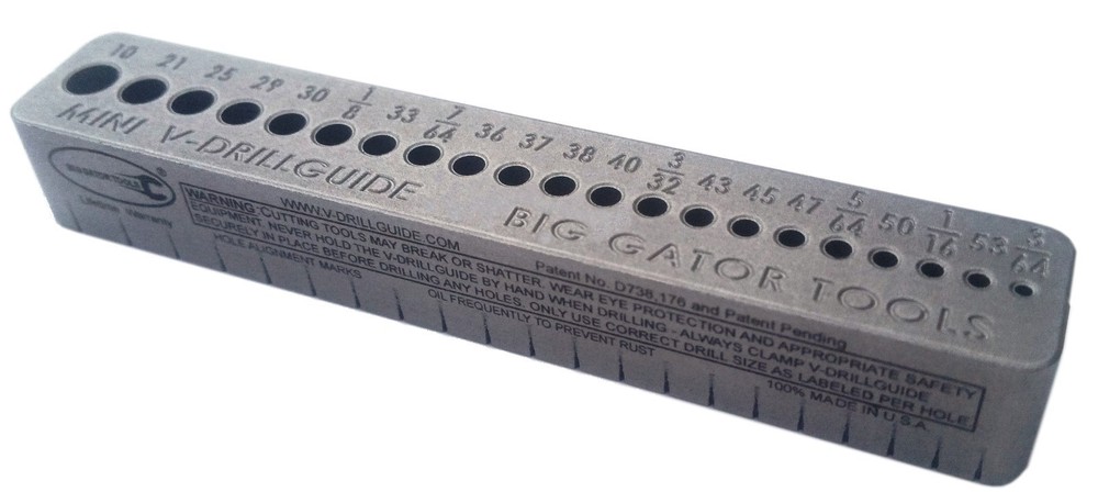 Mini V- Drill Guide - 21 Hole Sizes - comparable to a portable drill press