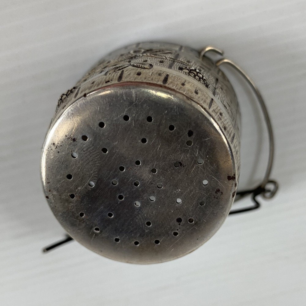 Fine Antique Solid Silver Novelty Miniature Barrel Strainer Diameter 4.3cm