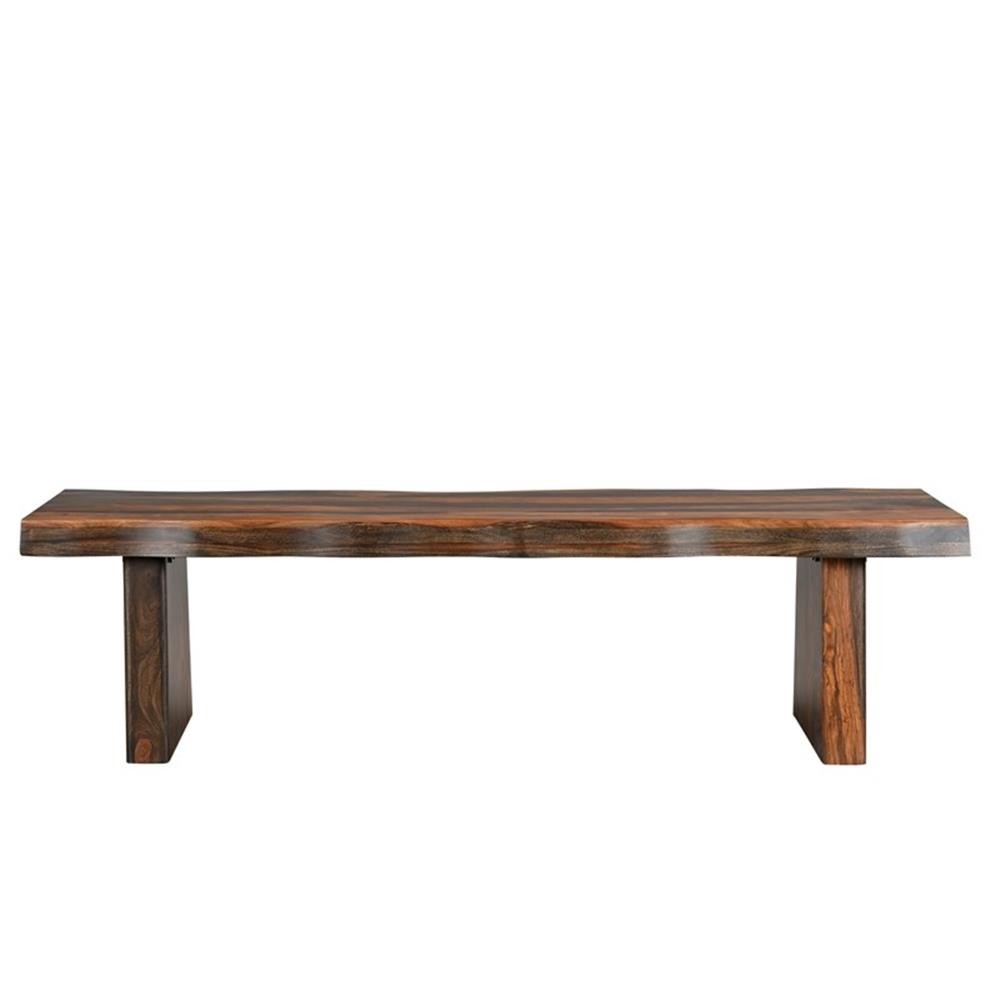 Pemberly Row 68" Live Edge Solid Wood Dining Bench in Dark Brown