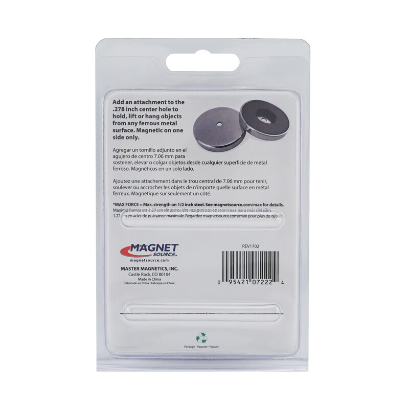 Master Magnetics .375 in. Ceramic ROUND BASE MAGNET Silver 65 lb. Pull 1pk 07222