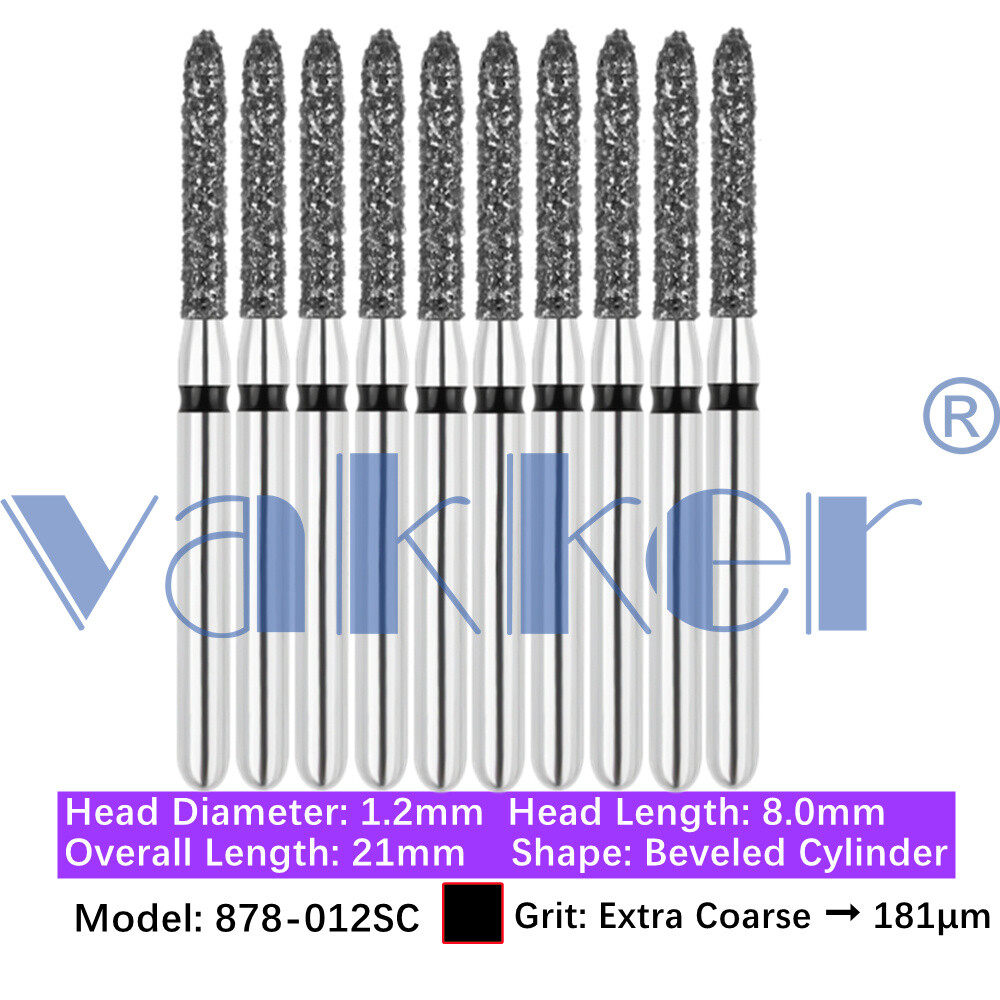 Vakker 10pc Dental Diamond Burs Friction Grip Super Coarse, Coarse Handpiece Bur