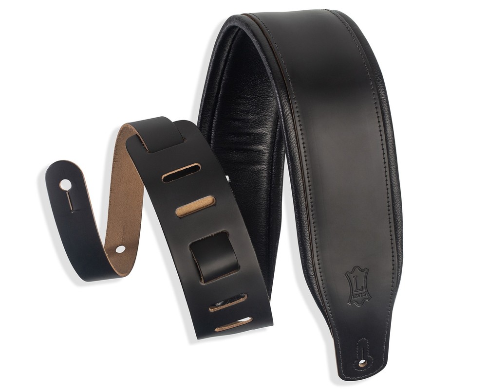 Levy's 3" Top Grain Leather Guitar Strap - Black