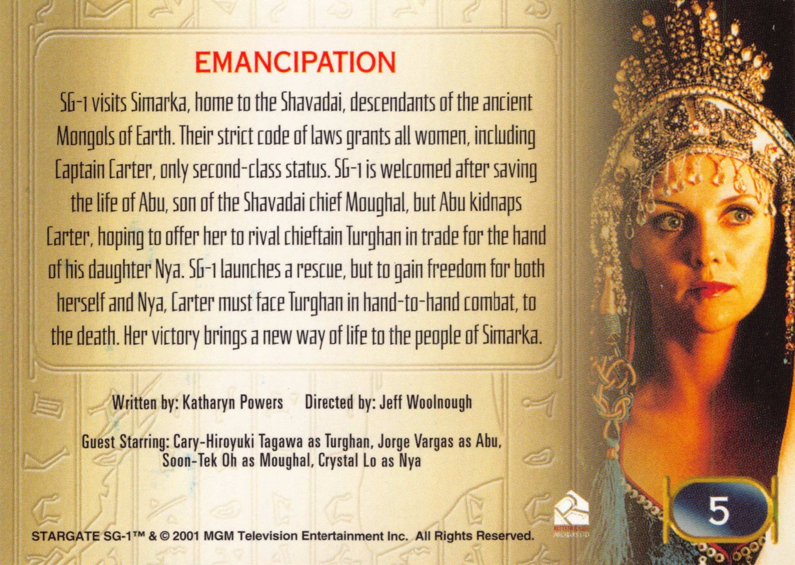 Cary Hiroyuki Tagawa autographed trading card Stargate SG1 2001 #5 Emancipation