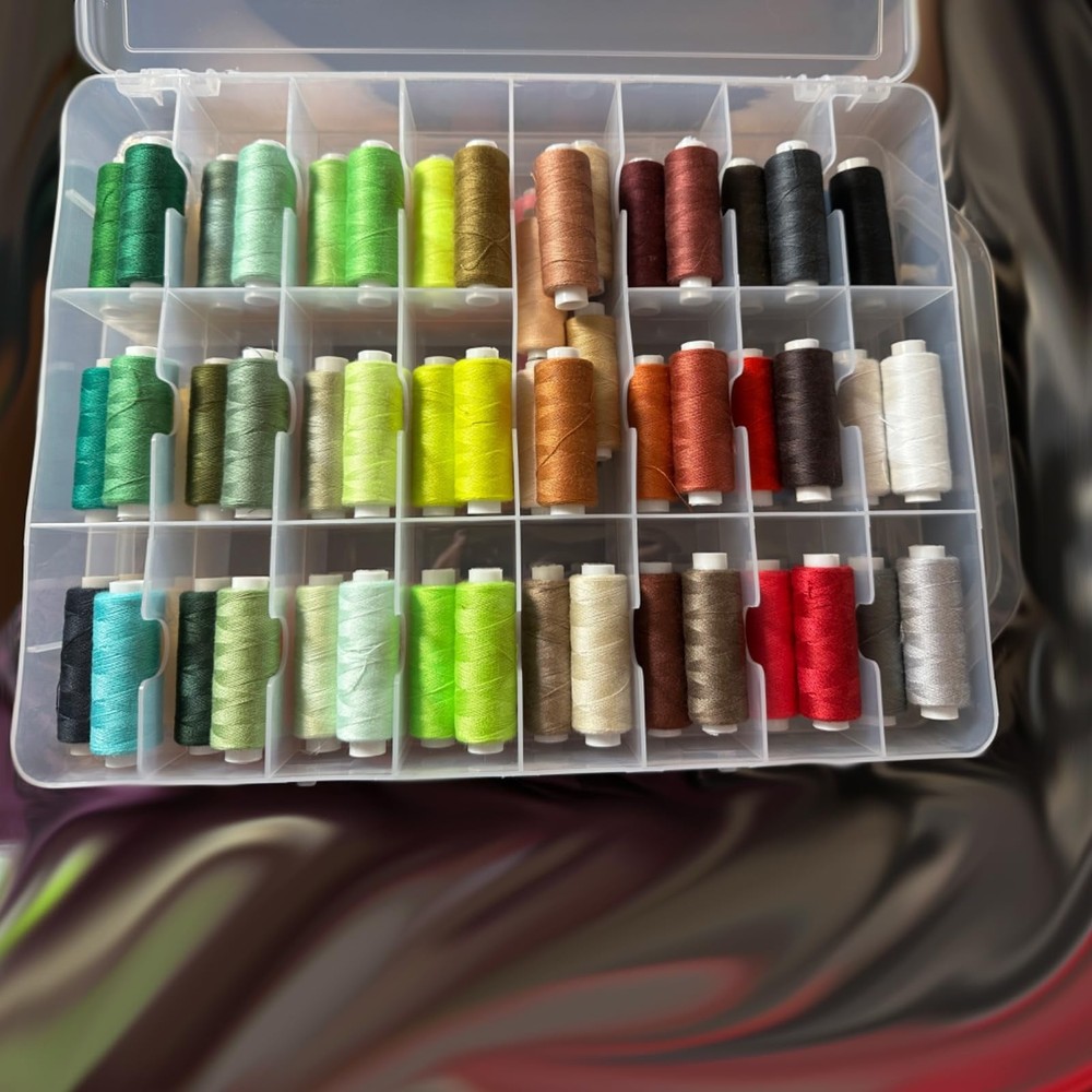 2 PCS 46 Grids Sewing Organizer, Double Sided Thread Box Storage,Small Clear ...