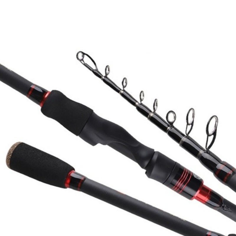 Telescopic Fishing Rod 7' Baitcast Lure Rod Carbon Fiber Spinning Casting Travel
