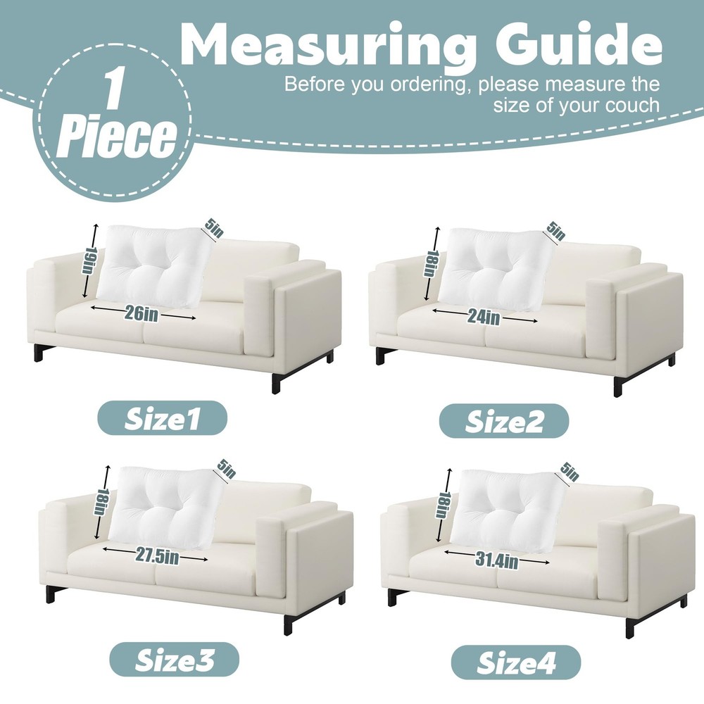 Shredded Foam Sofa Back Cushions, Supportive Back Cushion Replacement for Cou...