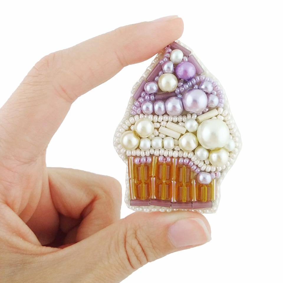 Crystal Art Beadwork kit for creating brooch BP-234C Cake