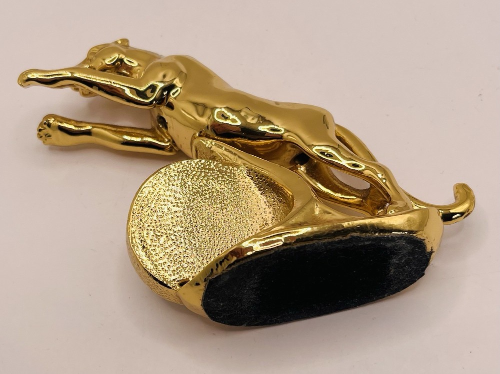 Vintage Solid Brass Leaping Jaguar Desk Clock