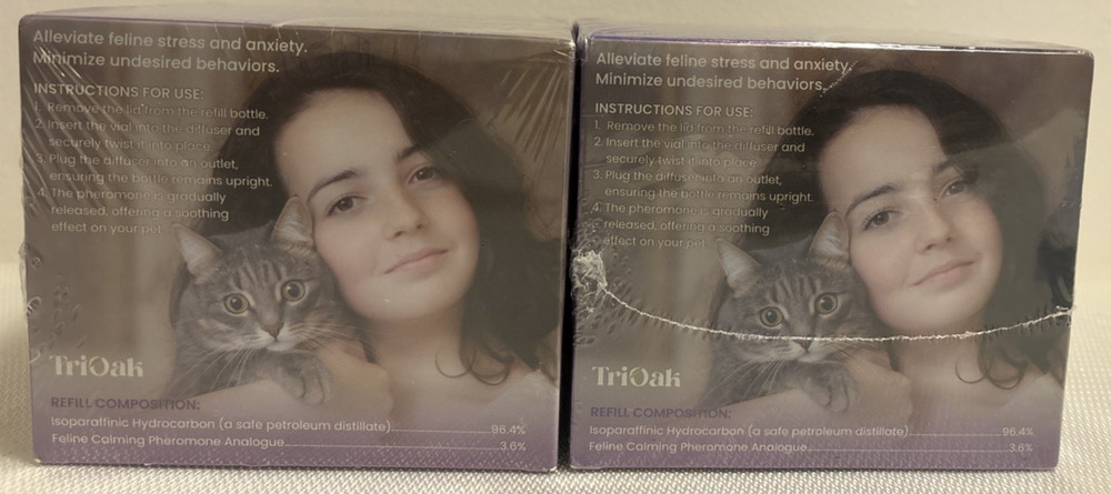 2xTriOak Cat Calming Diffuser Kit Feline Anxiety Relief Pheromone Kit 2 Diffuser