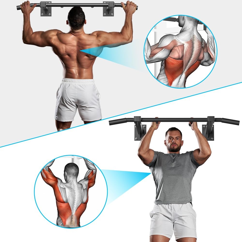 Wall Mount Pull Up Bar, Joist Mount Pull Up Bar, Beam and Rafter Mounted Chin...