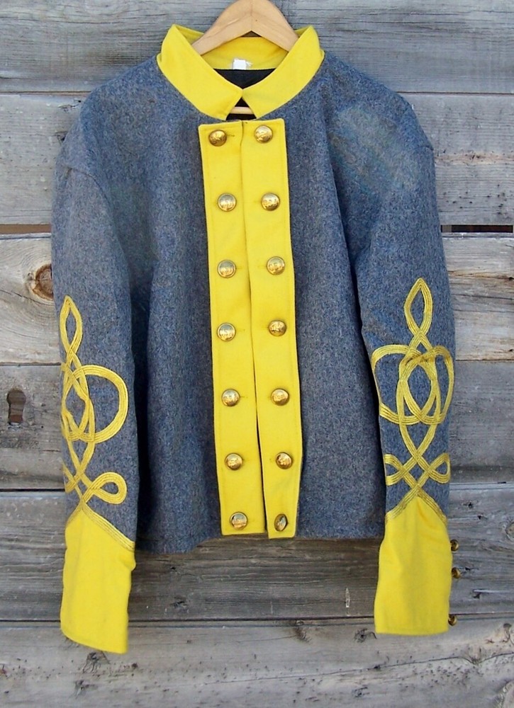 civil war confederate reenactor cavalry shell jacket with 4 row braids 50