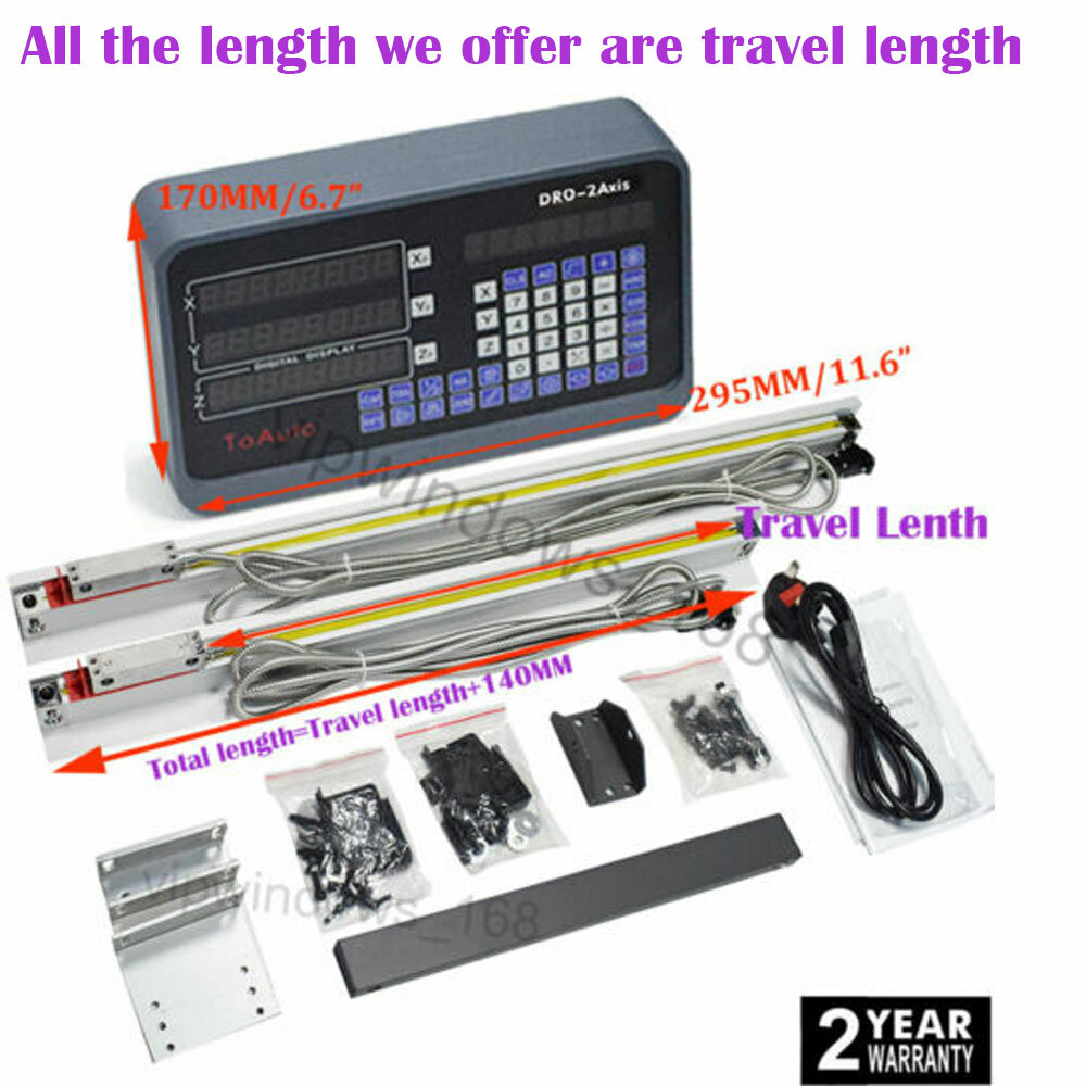 2/3 Axis Digital Readout DRO TTL Linear Glass Scale Encoder EDM Milling Lath 1µm