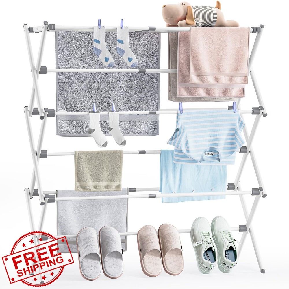 APEXCHASER Foldable Clothes Drying Rack, Extendable 14-35" Laundry Rack