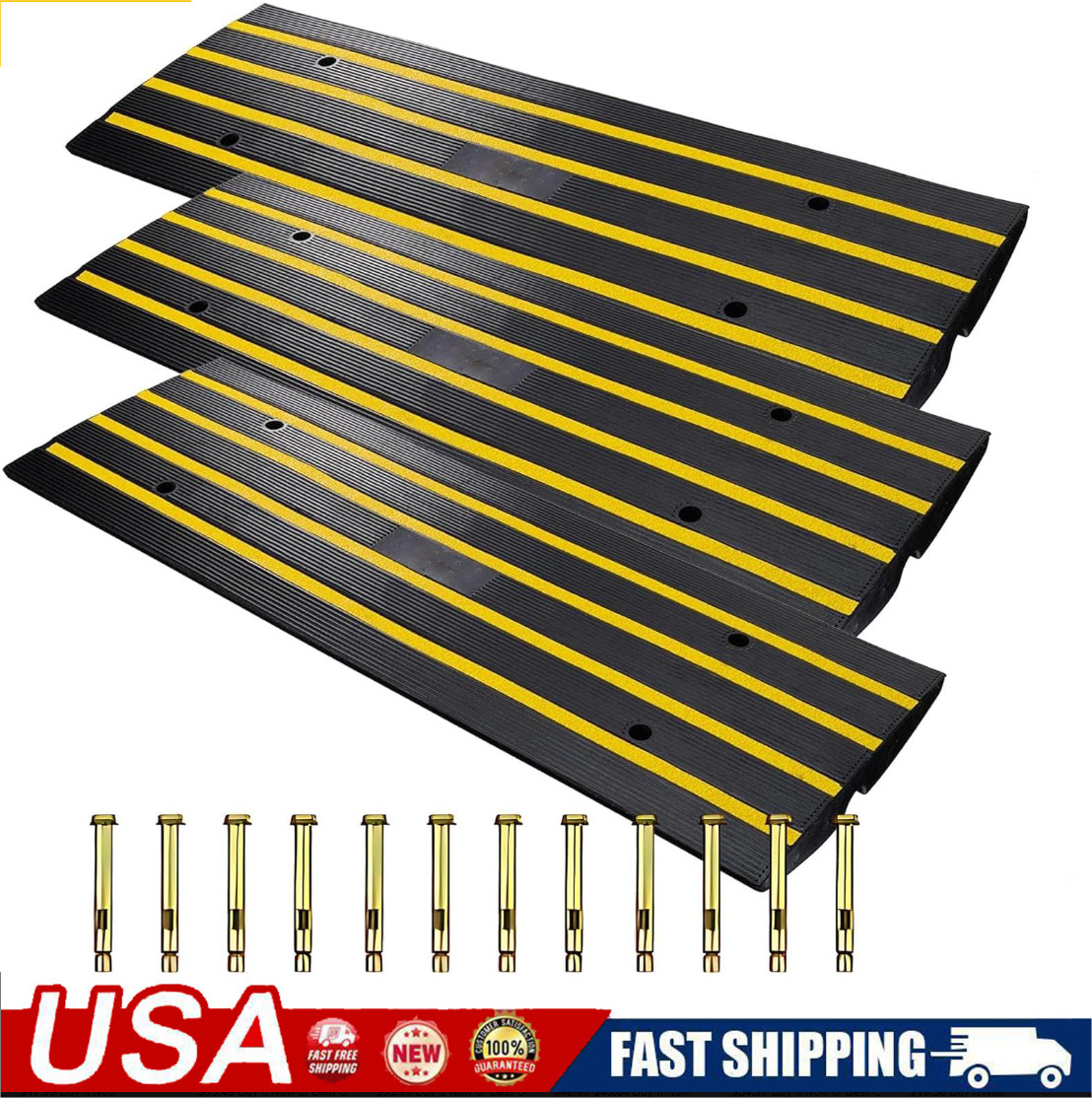 1/2/3 Pack Rubber Curb Driveway Ramps Heavy Duty Threshold Ramp for Vehicles Car