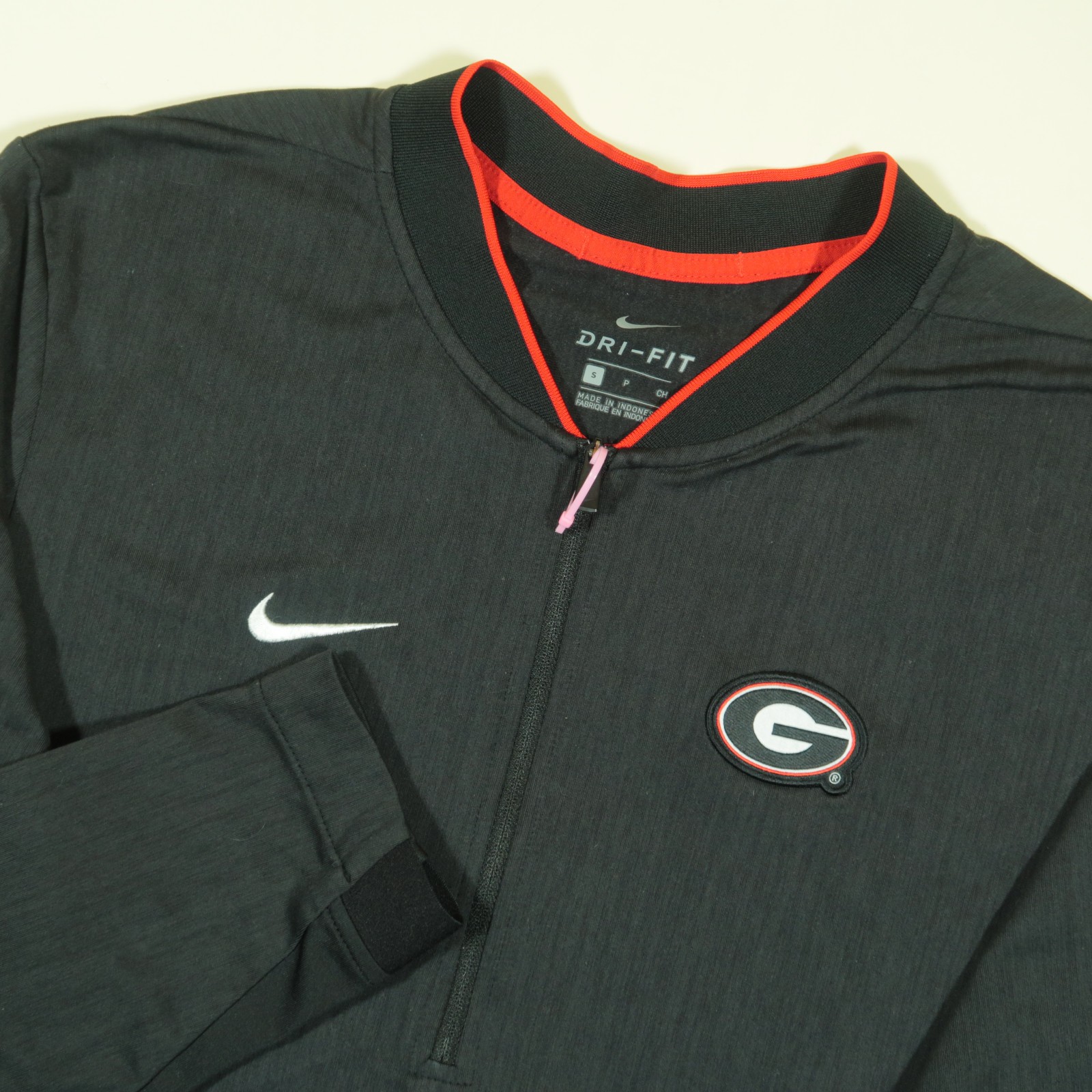 Nike Georgia On Field Pullover Mens S Black Lightweight Fleece Lined Sideline
