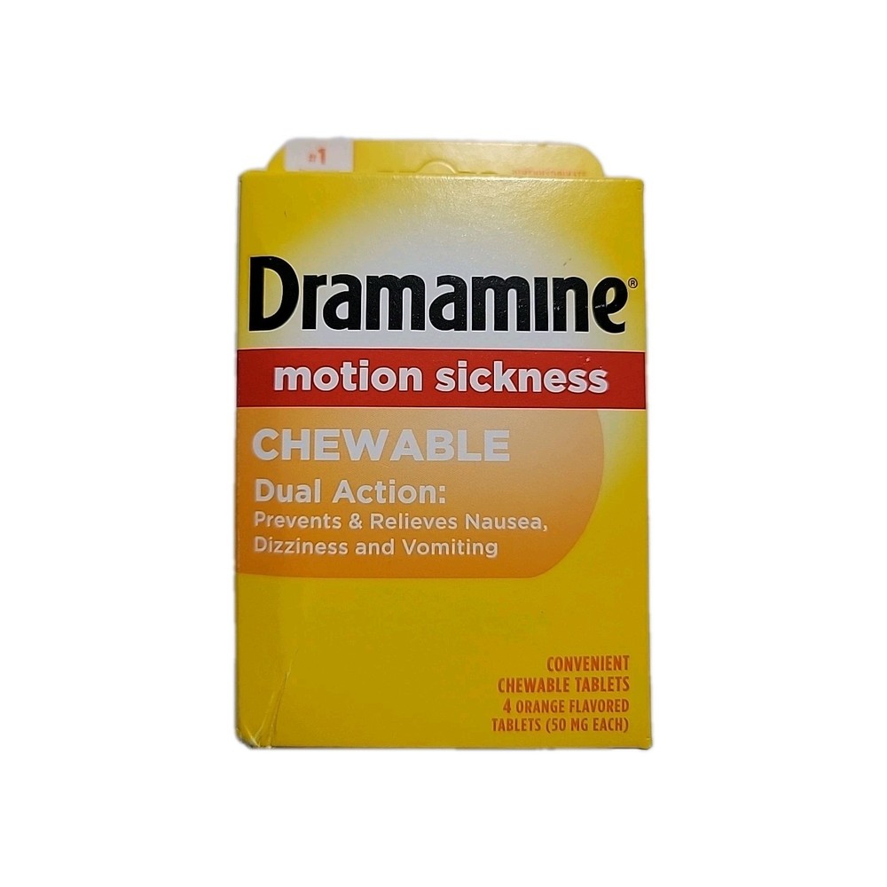 Chewable, Motion Sickness Relief, Orange Flavor, 4 Count