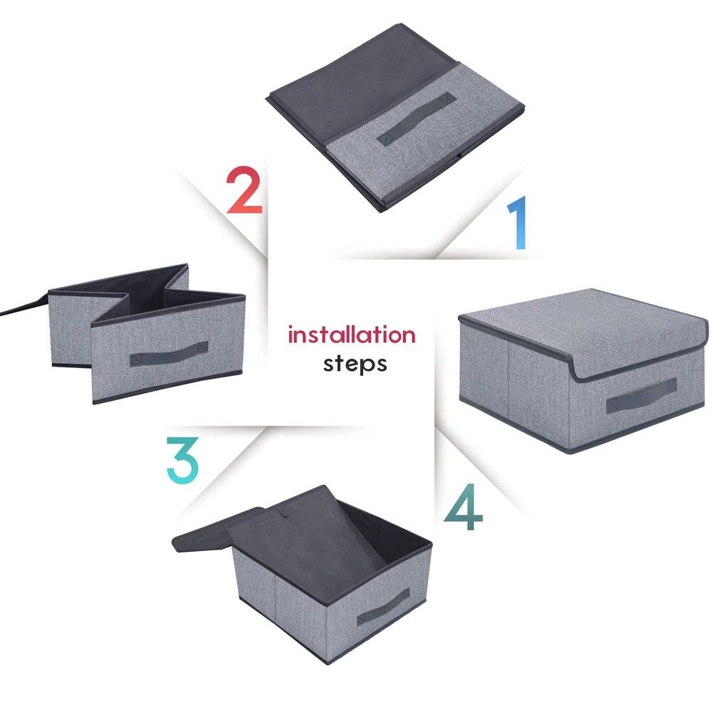 Foldable Storage Bins Cubes Boxes with Lid - Storage Box Cube Cubby Basket Cl...