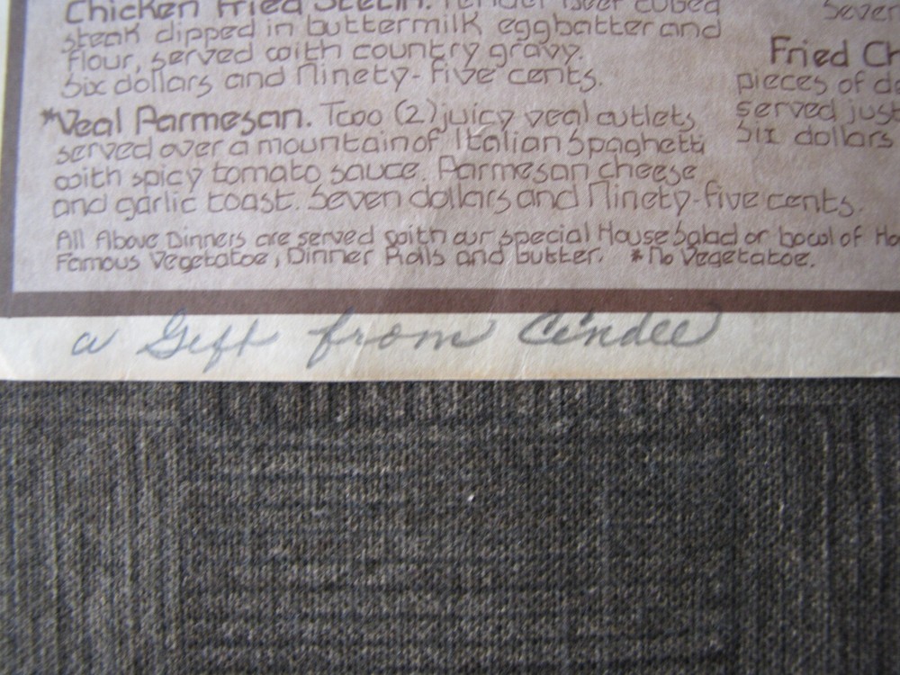 WOLFGANG'S RESTAURANT - Souvenir Folded Menu 1982