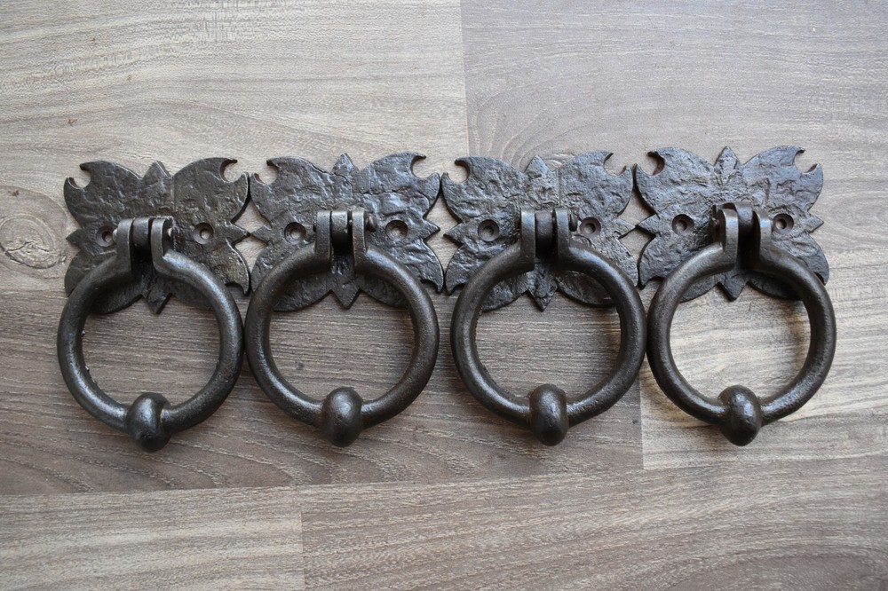 vintage Cast Iron knocker chest door ring Pull drop handle knobs 4 pic