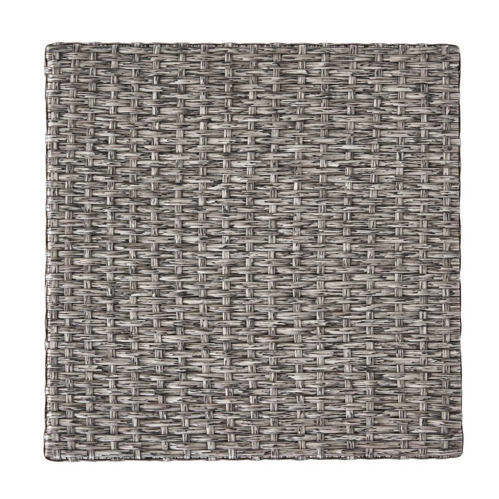 Outdoor Wicker Cube Side Table, Mixed Black