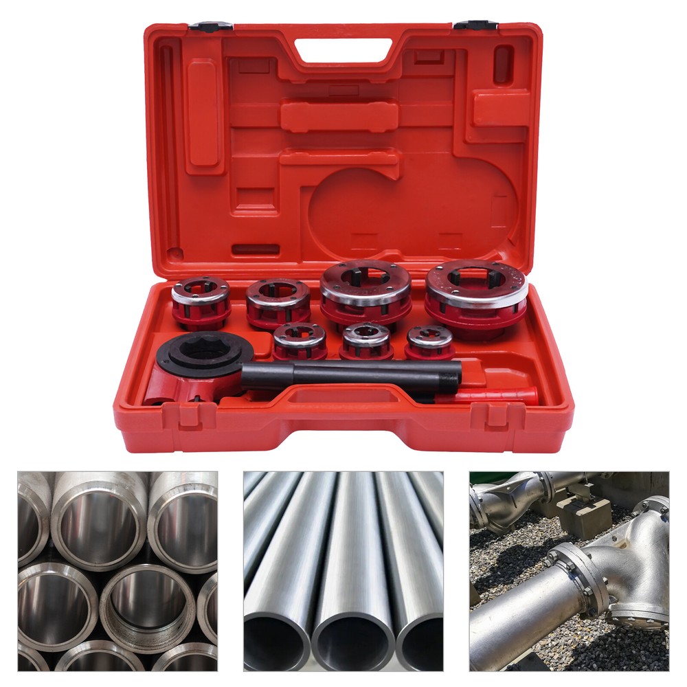 7 Size Pipe Threader Kit Pipe Thread Cutter Tap Bar Head Pipe Die Threading Sets