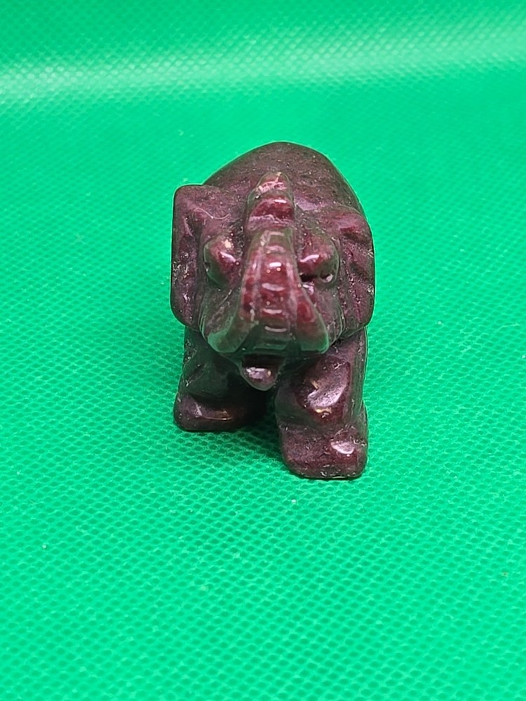 Carved Dark Red Jasper Elephant