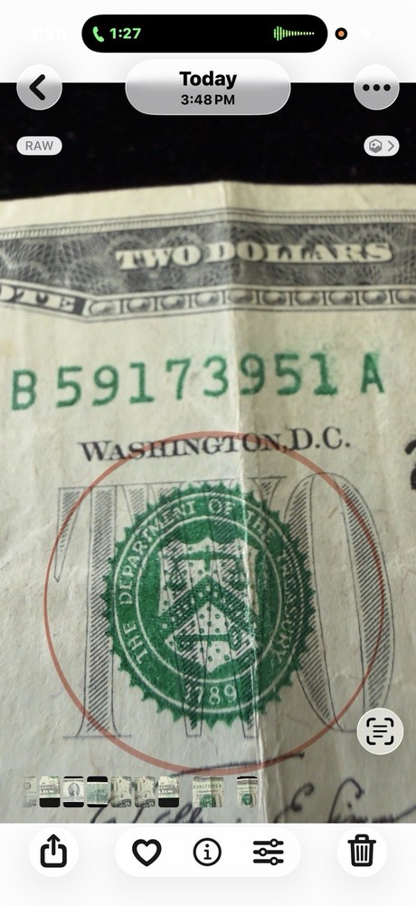 1976 $2 Two Dollar Bill Note Misaligned Over Print Strong Green 4x Error’s