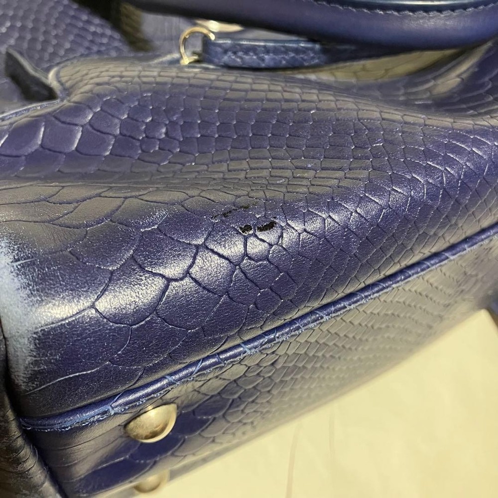 Longchamp Crocodile Embossed Handbag 2way 07a