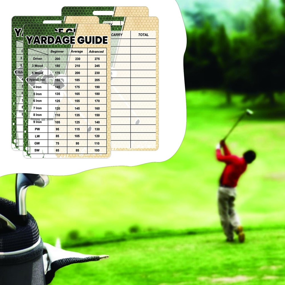 2pcs Golfers Quick Reference Distance Card Golf Club Range Estimation Cheat S...