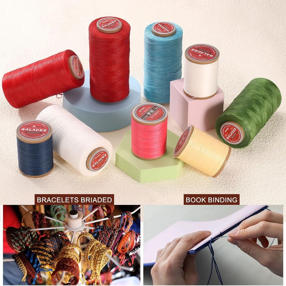 High Strength Waxed Thread 153 Yards Grass Green for Leatherwork Projects