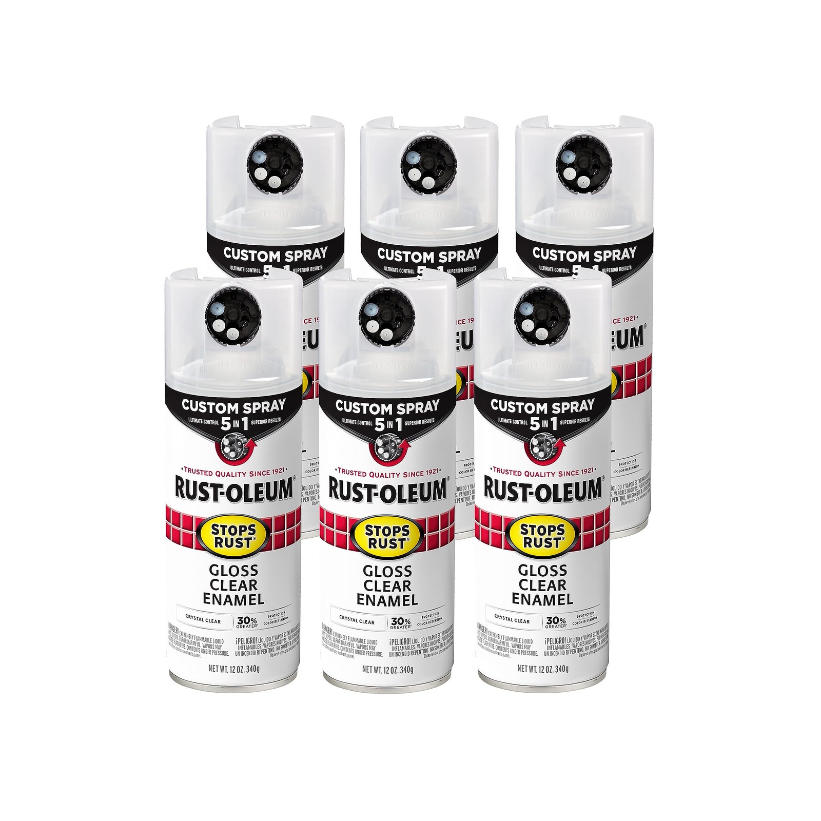 Rust-Oleum Stops Rust Spray 5-in-1 Gloss Clear Spray Paint 12 oz (Case of 6)