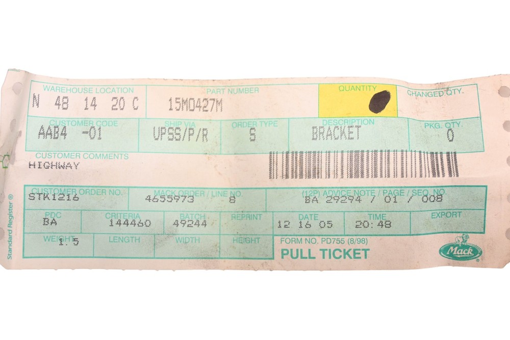 Mack 15MO427M Black Lamp Bracket NOS