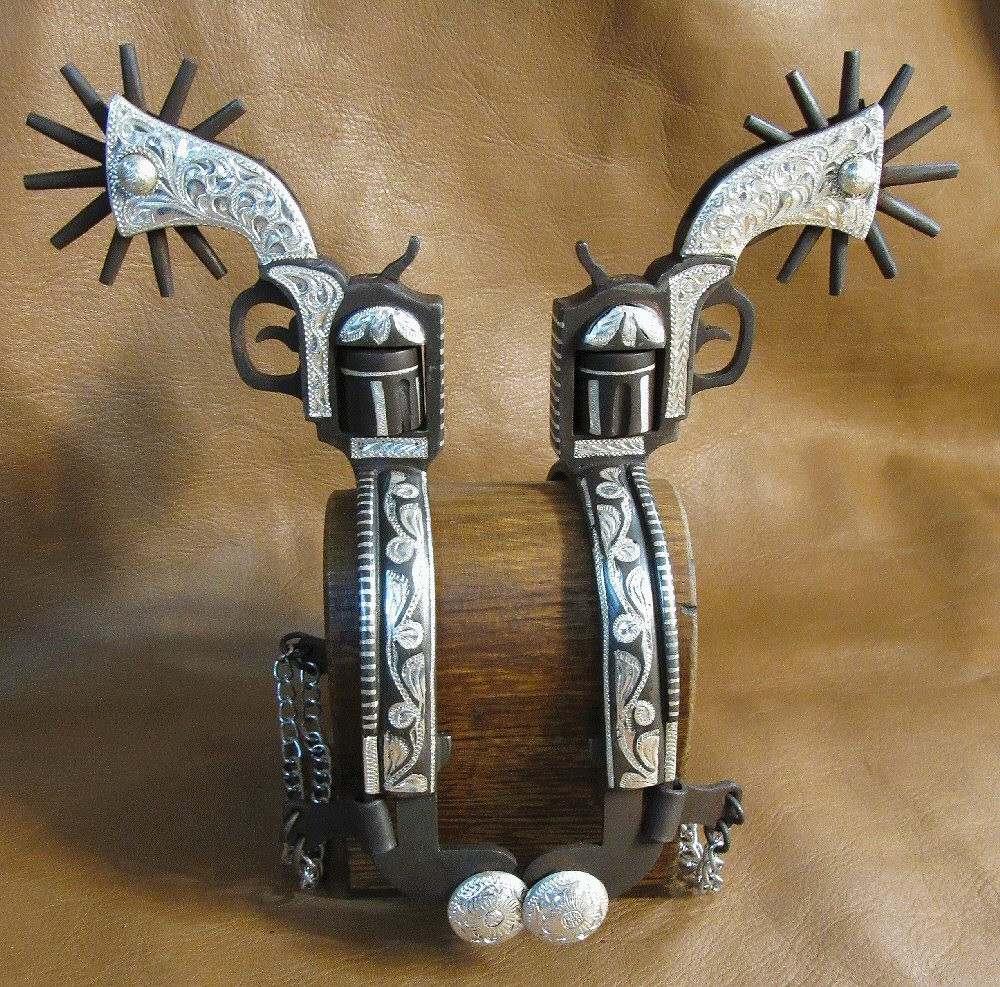 E Garcia Pistol Brown Finish Silver Spurs