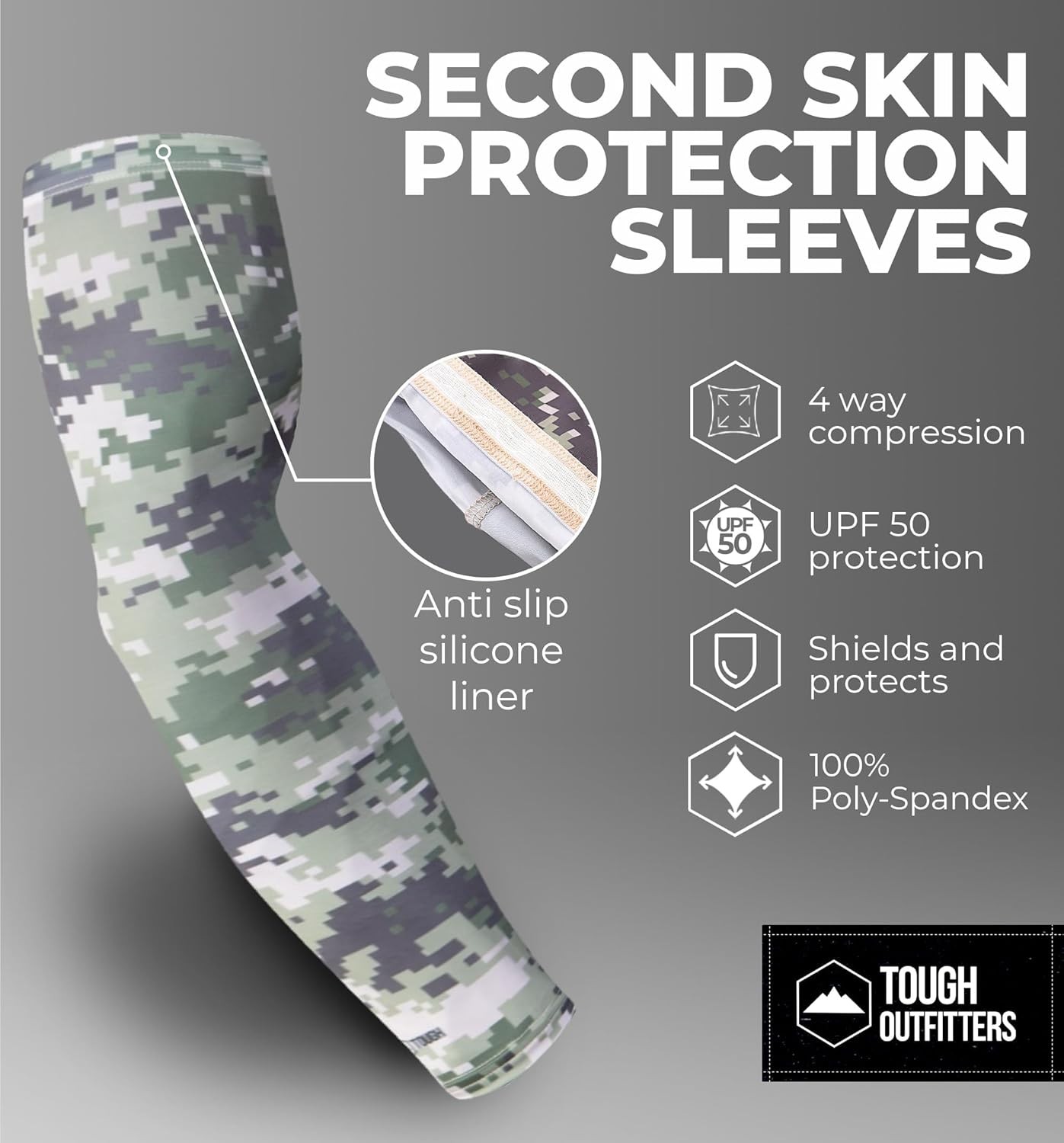 Sports Compression Arm Sleeves for Men & Women Youth Medium, Green Camouflage