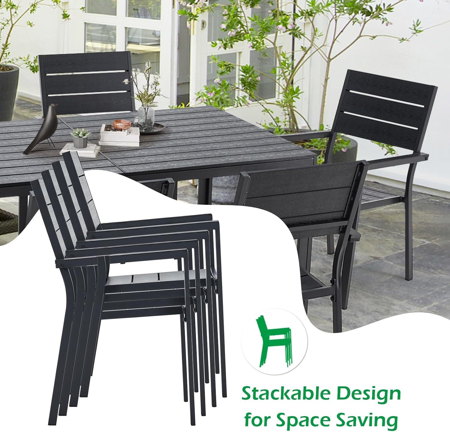 7 Piece Outdoor Dining Set, Aluminum Garden Fumiture Patio Table and Chairs Set