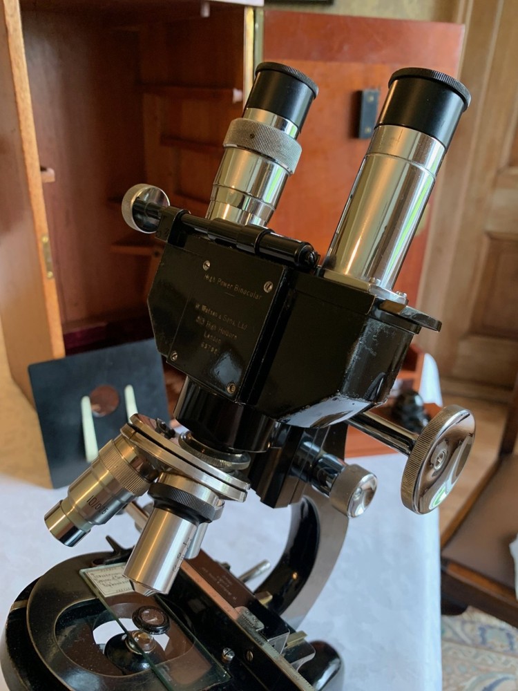 Vintage Watson Bactil Mono & Binocular Research Microscope #65792 - c1938, Cased