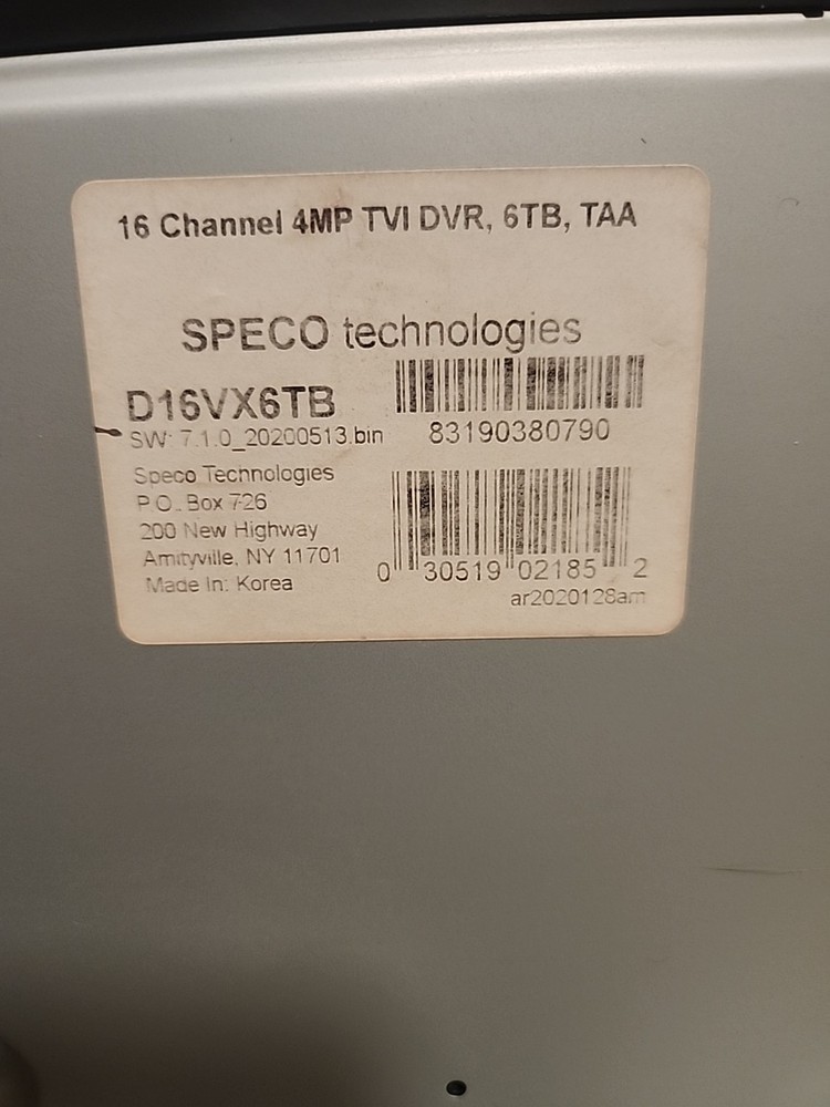 Speco Technologies D16VX Digital Video Recorder 6TB