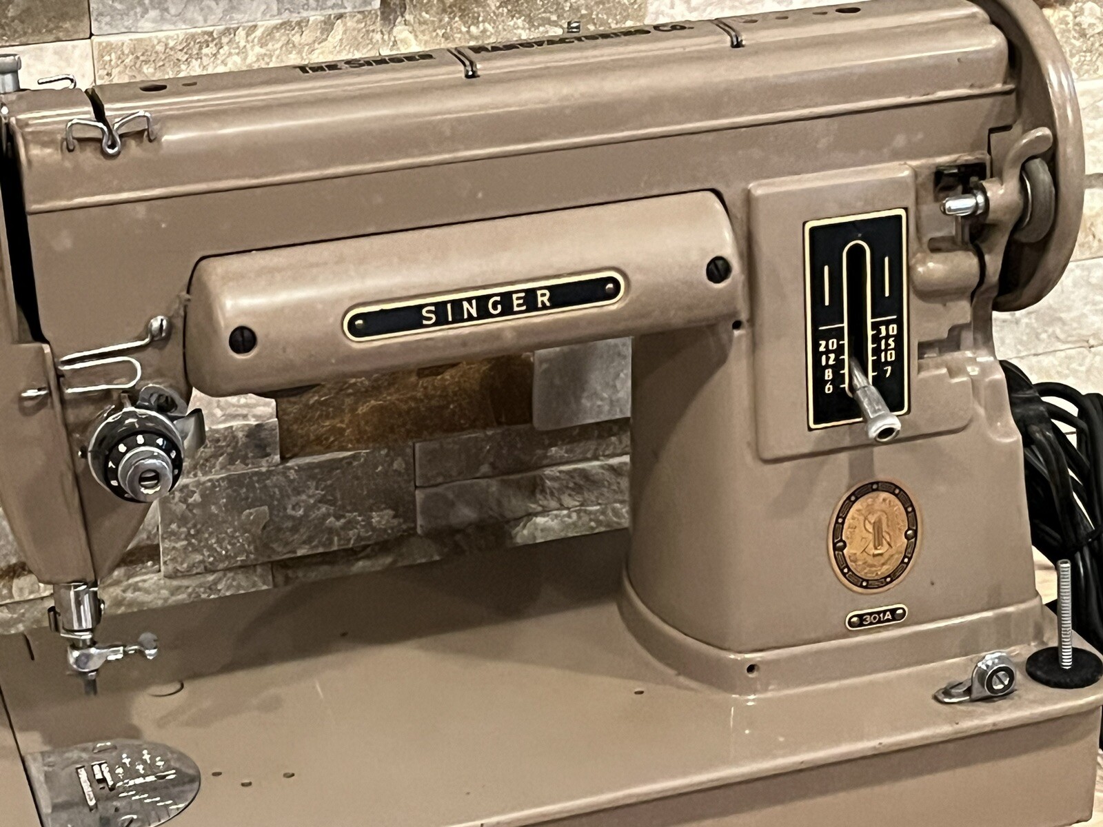 Vintage Heavy Duty Singer 301A Sewing Machine w/ Case & Original Accessories.